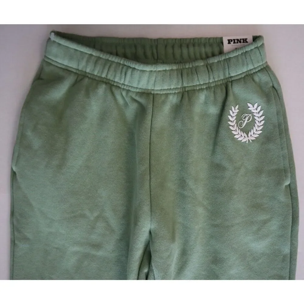 PINK Victoria's Secret WMN Sz XS Green Ivy Fleece Flare Pants Zip-Up Hoodie Set - Picture 13 of 16